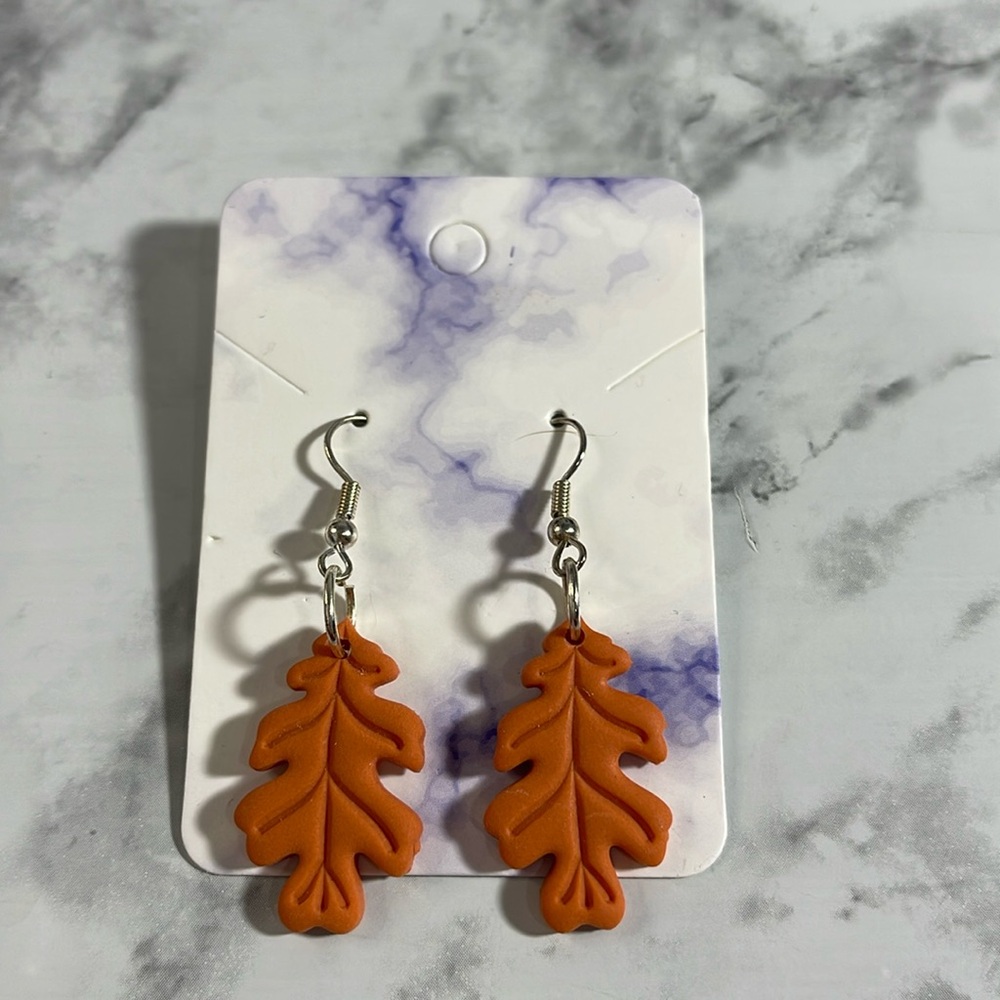 Handmade Autumn Leaf Dangle Earrings with Rubber Backs